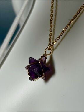 Amethyst Geometric Wrapped Ball Pendant Necklace 💜✨